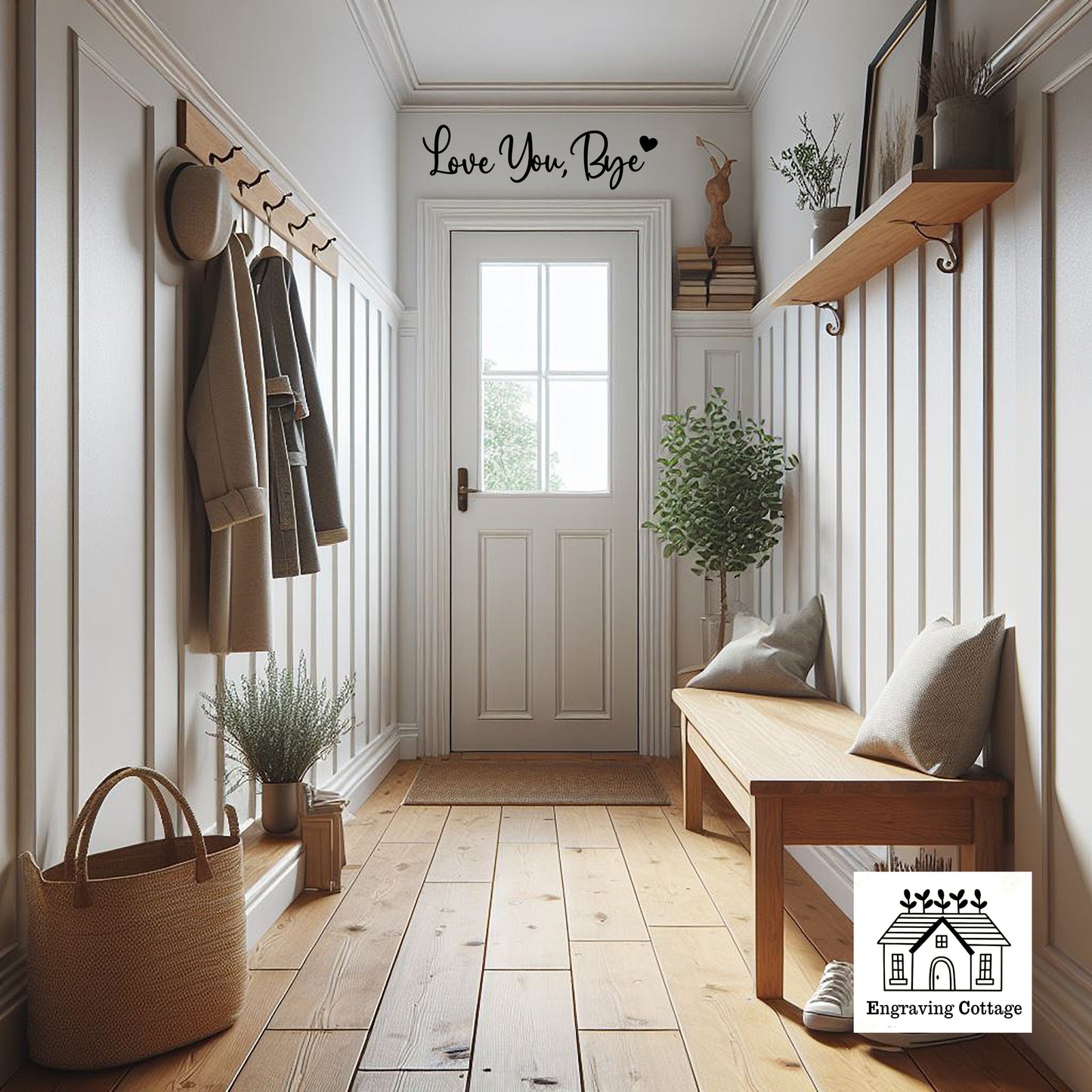 Love You, Bye π€ Painted Wooden Script Entryway Hallway Sign Letters Painted Black, White or Natural