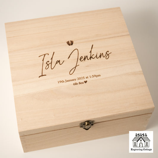 New Baby Wooden Keepsake Memory Box Gifts Ideas For Boys Girls Newborn Babies Memories New Mum Mother Gift Present