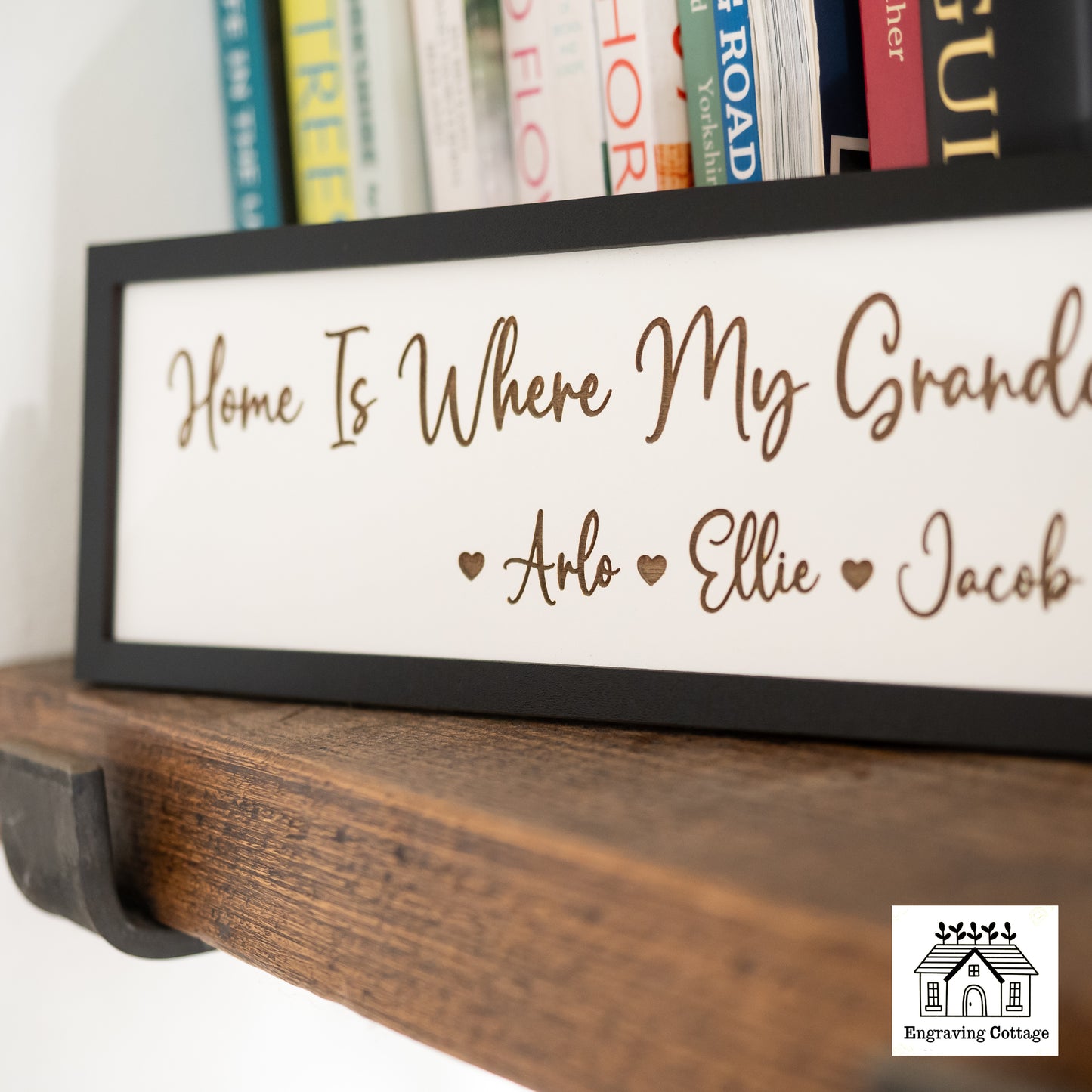 Framed Home Is Where My Grandchildren Are Painted Wooden Sign For Home Cute Small Family Sign Gift