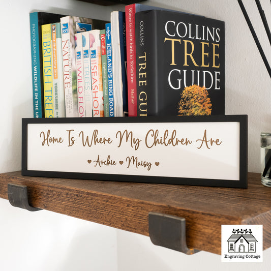 Framed Home Is Where My Children Are Painted Wooden Sign For Home Cute Small Family Sign