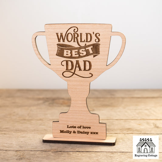 Worlds Best Dad Wooden Trophy Award Gift For Dad Birthday Fathers Day Funny Present