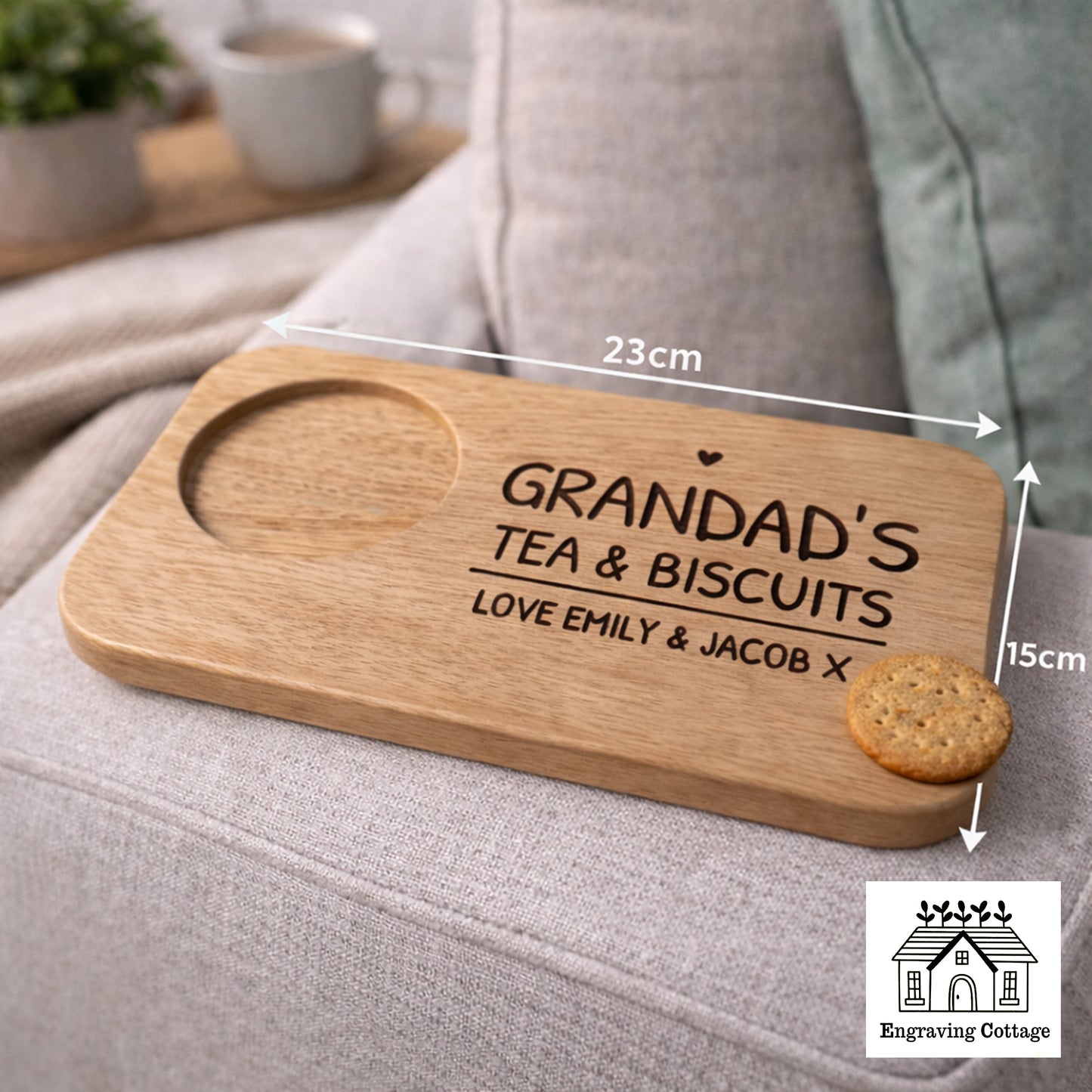 Personalised Grandad Tea & Biscuits Board | Wooden Coffee Tray Gift for Granddad | Fathers Day Gift / Present