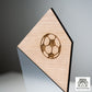 Wooden Football Trophy Award With Logo & Wording For Schools, Football Clubs, Academy, Corporate Award