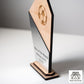 Wooden Football Trophy Award With Logo & Wording For Schools, Football Clubs, Academy, Corporate Award