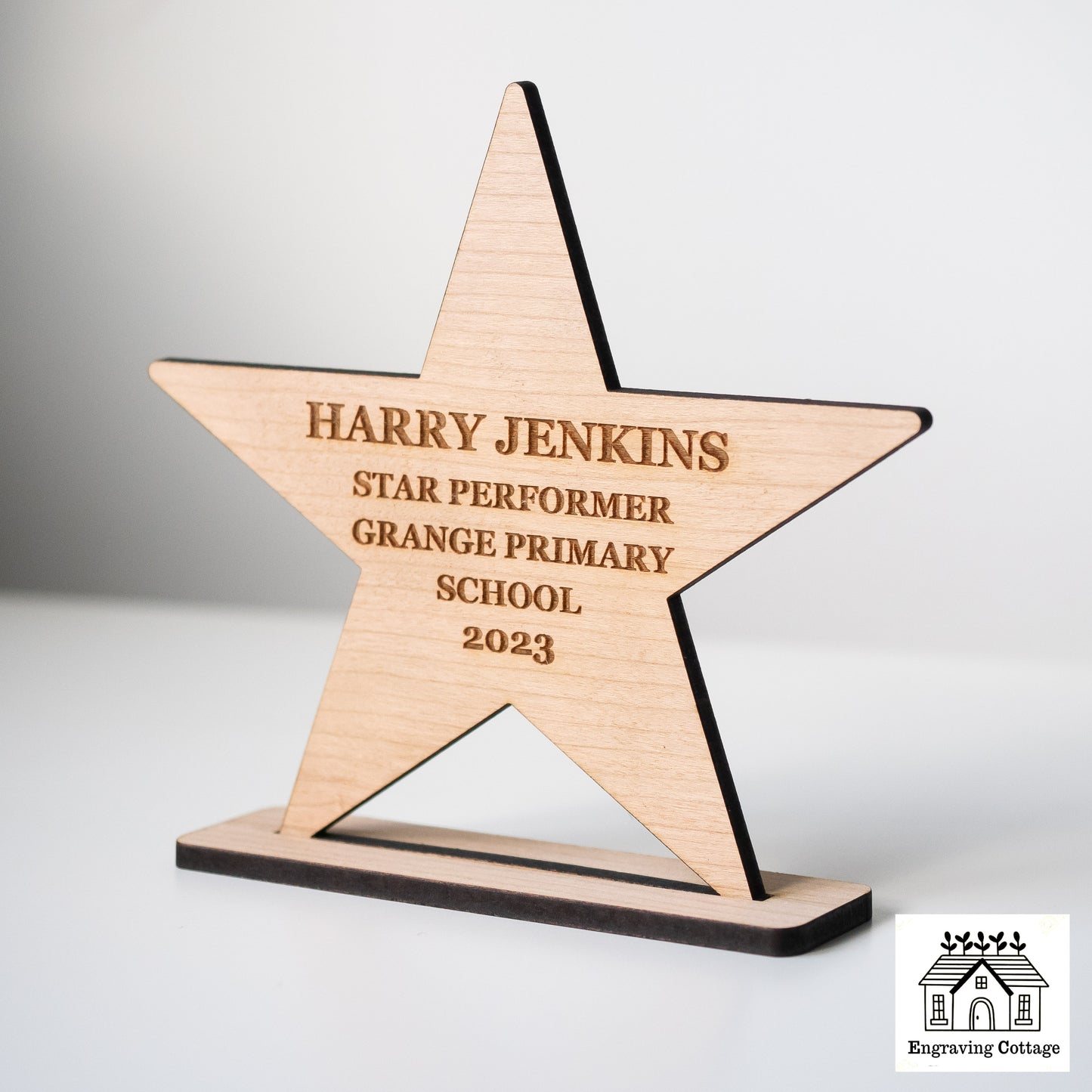 Wooden Star Award Trophy With Wording For Dance, Schools, Pupils, Academy, Corporate Award Gift, Sports Day Trophy