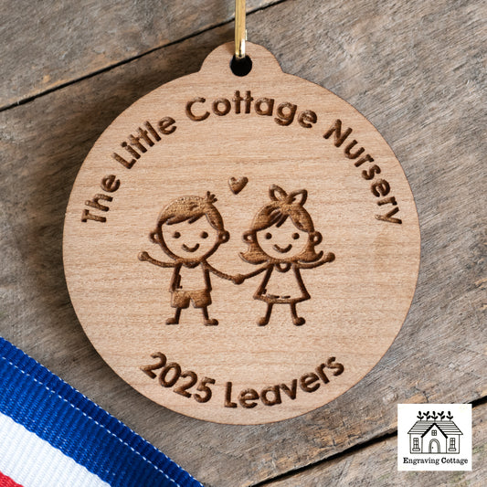 Wooden School Leavers Medals Gift Keepsake Idea 55mm Complete With Ribbon Eco No Waste Sustainable Awards Nursery Pre School Medal Present