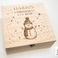 Luxury Engraved Christmas Eve Box Children's Gift Ready To Fill Stocking Filler With Snowman Design