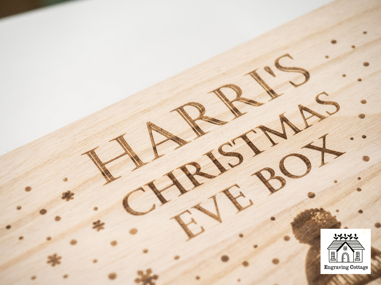 Luxury Engraved Christmas Eve Box Children's Gift Ready To Fill Stocking Filler With Snowman Design