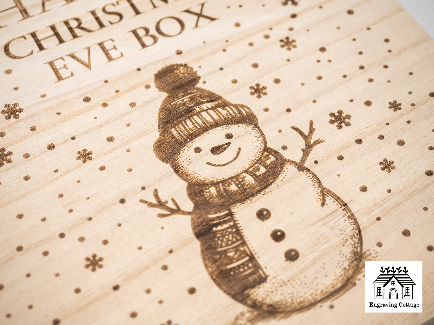 Luxury Engraved Christmas Eve Box Children's Gift Ready To Fill Stocking Filler With Snowman Design