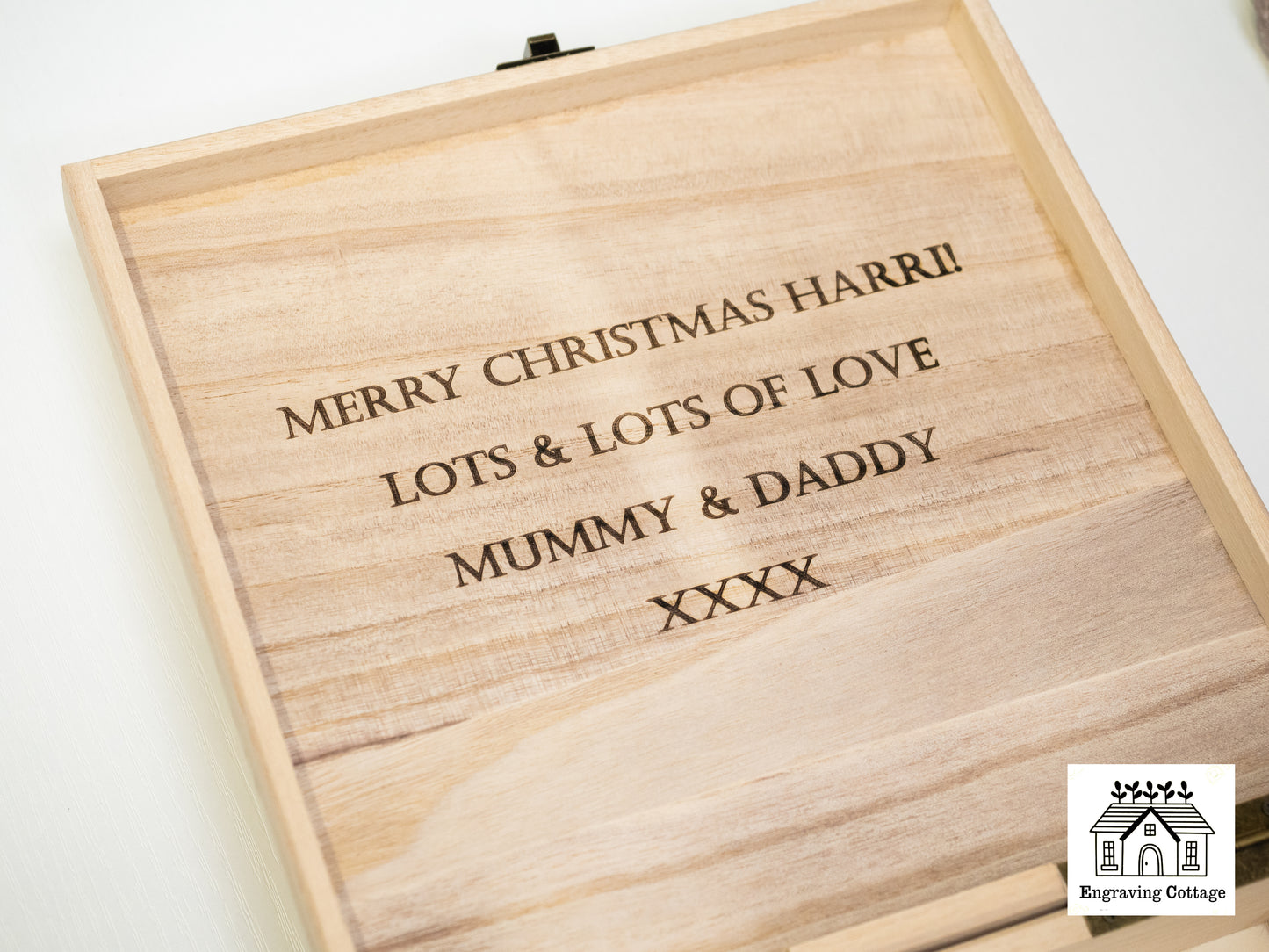 Luxury Engraved Christmas Eve Box Children's Gift Ready To Fill Stocking Filler With Snowman Design