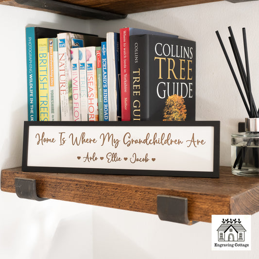 Framed Home Is Where My Grandchildren Are Painted Wooden Sign For Home Cute Small Family Sign Gift