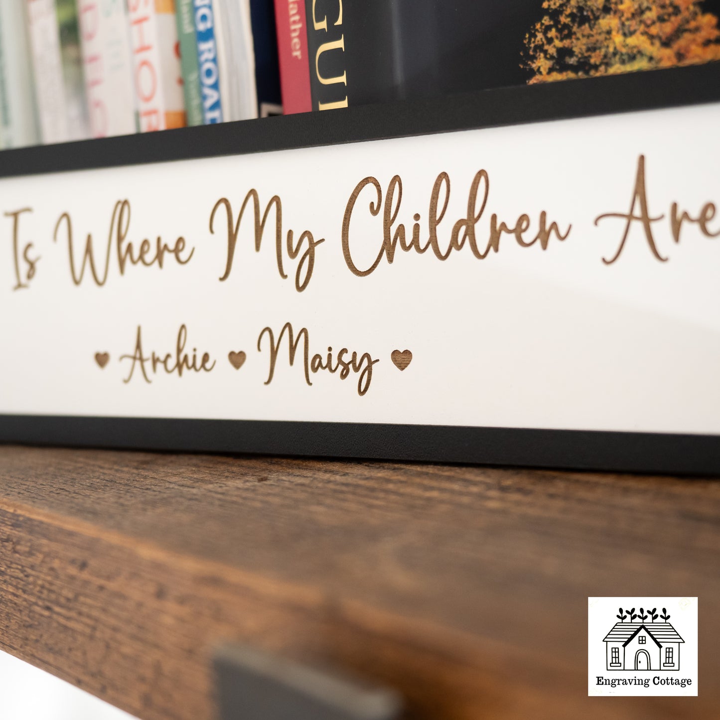 Framed Home Is Where My Children Are Painted Wooden Sign For Home Cute Small Family Sign