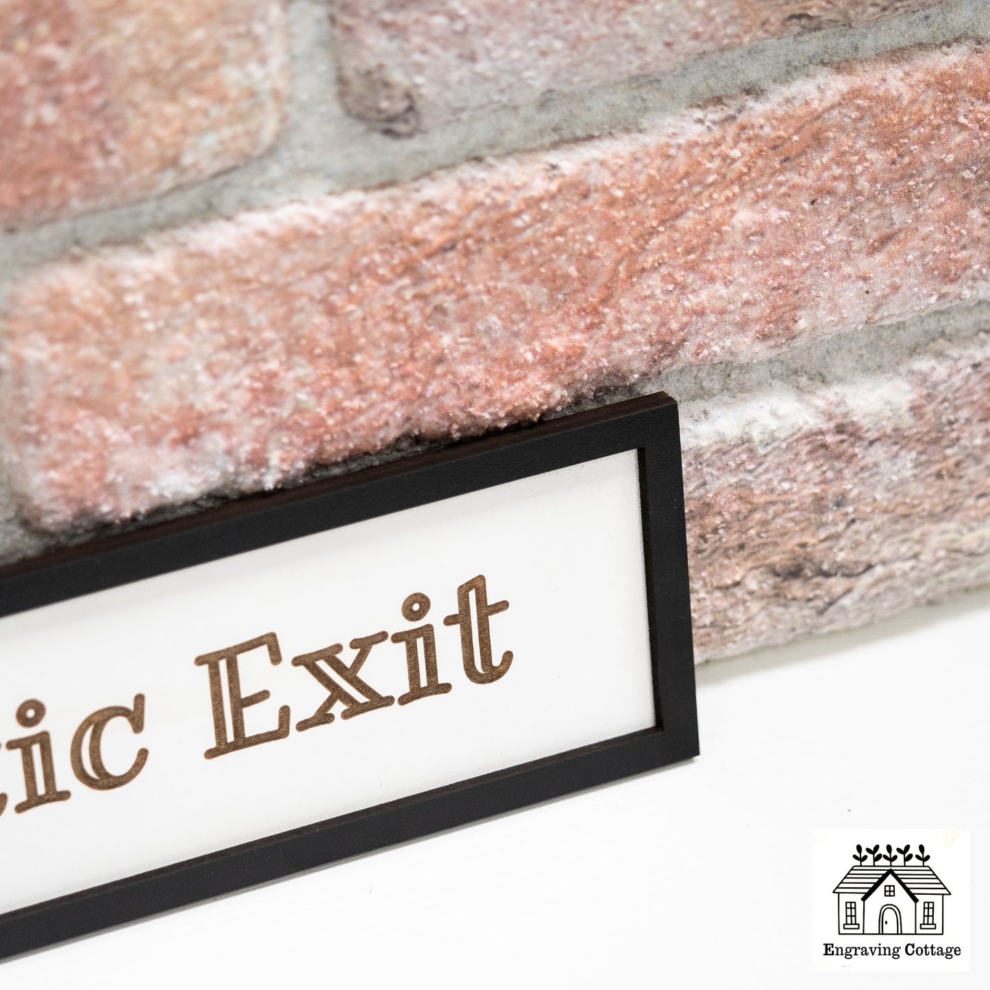 Dramatic Exit Wooden Engraved Framed Sign Entryway Hallway Door Sign Painted Black Wood Frame