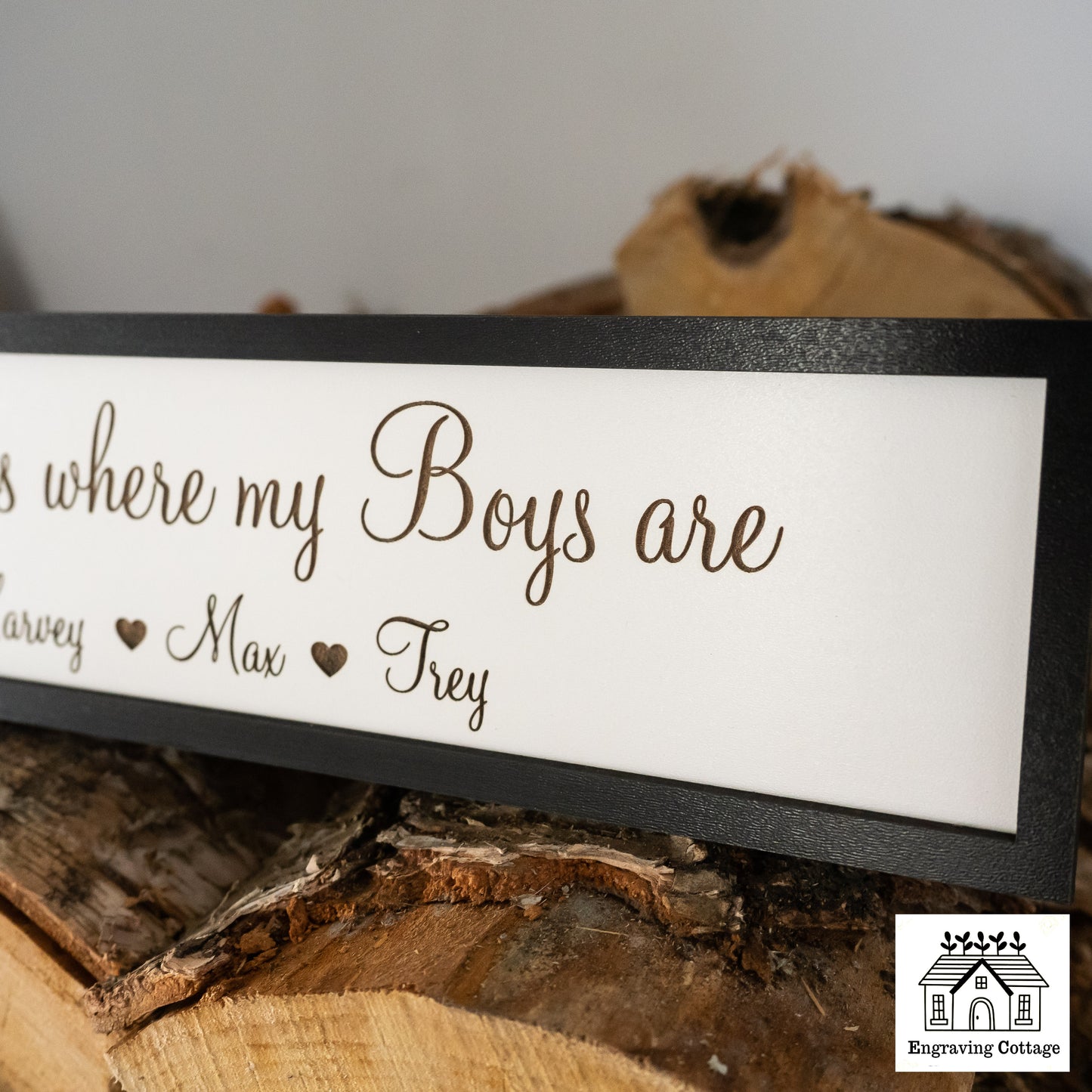 Home Is Where My Boys Are Wooden Sign For Home Cute Small Family Sign Gift