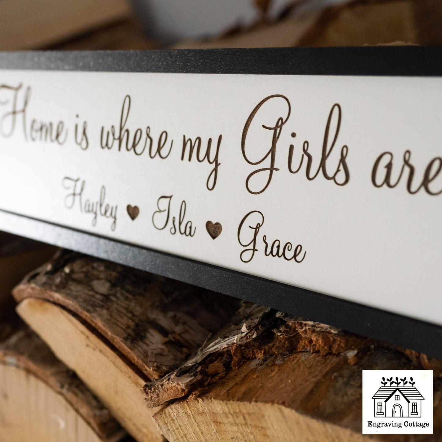 Home Is Where My Girls Are Wooden Sign For Home Cute Small Family Sign Gift